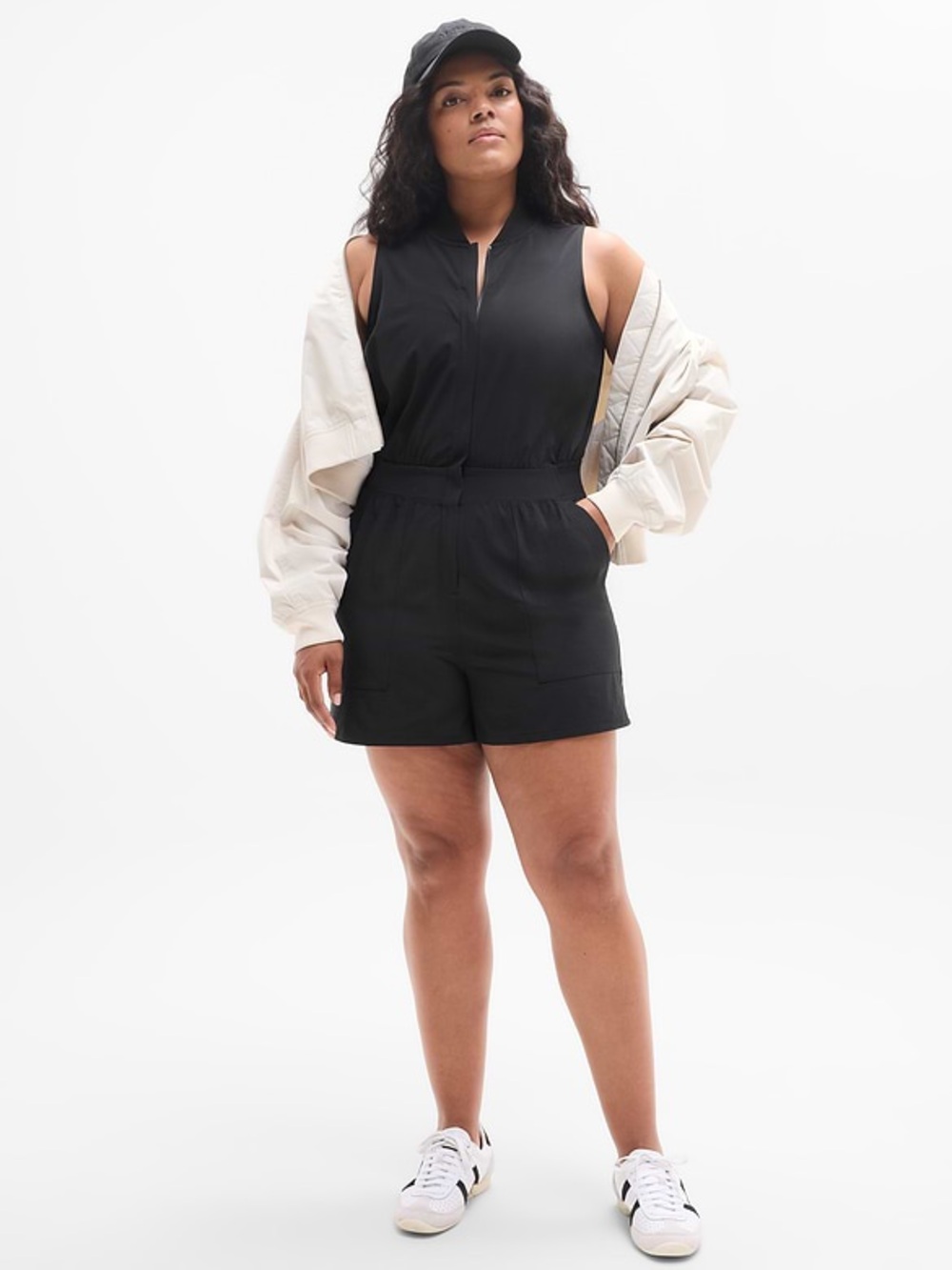 Athleta Black Brooklyn Utility Romper 10